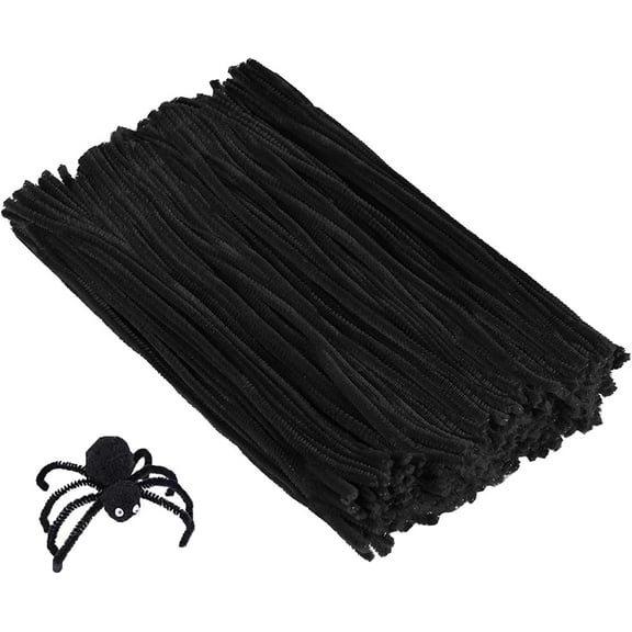 Pipe Cleaners Craft Supplies - 300pcs Black Pipe Cleaners Chenille Stems for Craft Kids DIY Art Supplies (6 mm x 12 inch)