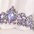 thumbnail image 4 of Granjero Gordo Tocado de novia, corona, joyas para el cabello con diamantes de imitación de cristal, ropa de celebración de bodas, decoración de fiesta (púrpura), 4 of 5