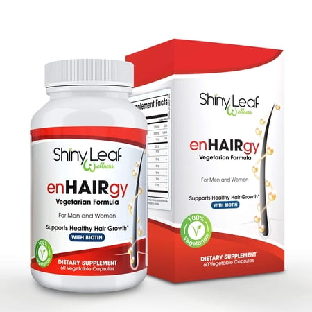 EnHAIRgy DHT Blocker Hair Growth Supplement - with Biotin, Saw Palmetto, Zinc, 60 Veggie Capsules to Prevent Hair Loss, Stimulate Follicles, for Thicker Hair and Regrowth (1 Month (60 Pills))