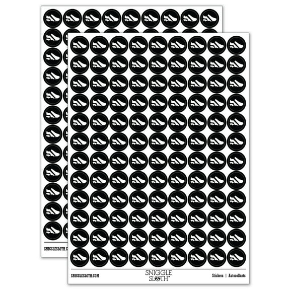 Soccer Football Cleats Sports Shoes 200 Round Stickers - Black - Gloss Finish - 0.50" Size