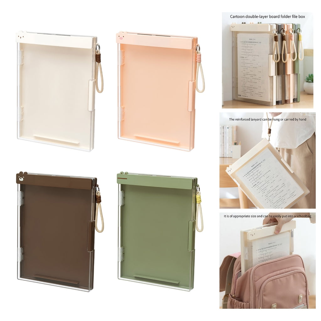 Zeiwohndc Double Layer ABS Document with Clipboard Portable File Organiser Storage Box