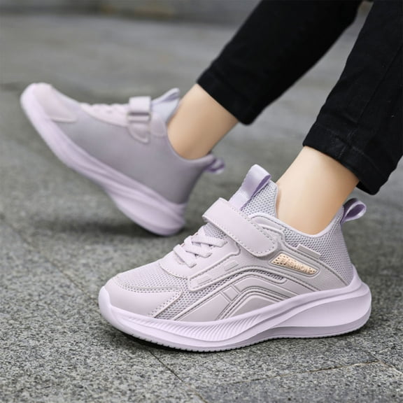 CAICJ98 Boys Girls Running Shoes Fashion All Season Children Boys Sports Shoes Flat Thick Bottom Lightweight Non-Slip Sneakers for Girls Boys Purple,1(Little Kid/Big Kid)