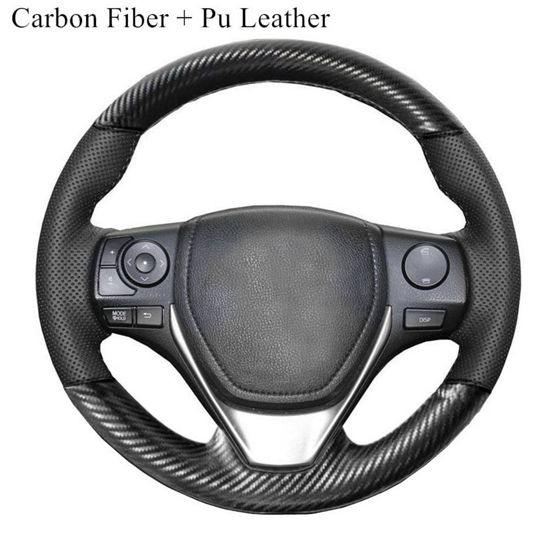 Carbon Fiber + Pu Leather DIY Hand Sewing Car Steering Wheel Cover for Toyota RAV4 Corolla 2013-2018