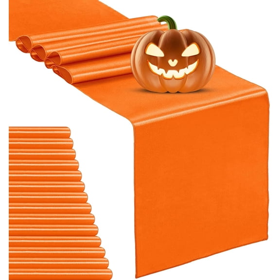 5-Pack Satin Table Runner Black 12 x 108 inches Long, Table Runners for Wedding, Birthday Parties, Banquets Decorations（5 Pack, 12x108 Inch, Black）