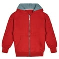 thumbnail image 4 of Kids Soft Warm Sherpa Lined Full Zip Up Fleece Hoodie Sweatshirt Coat Jacket, Red, XL, 4 of 6