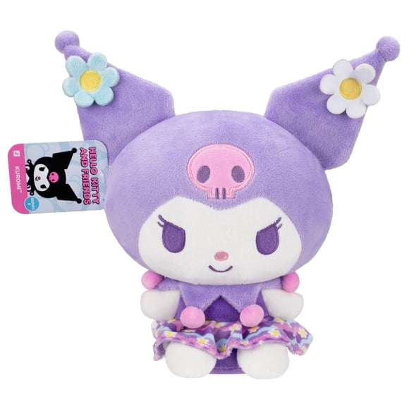 Hello Kitty® and Friends 8" Plush - Pastel Florals: Kuromi with Purple Wavy Skirt