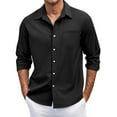 thumbnail image 2 of Dwelliawo Shirt Men Casual Fashion Dress Shirt Long Sleeve Button Down Shirts Fall Cotton Classic Fit Outfits with Pocket Black L, 2 of 4