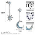 thumbnail image 5 of Juwaliy 925 Sterling Silver Asymmetric Moon Star Dangle Drop Earrings Dangle Blue Crystal Jewelry Christmas Valentine's Day Gift for Women Mother Wife, 5 of 8