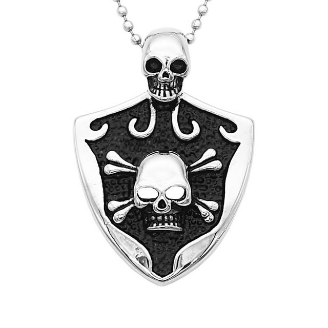 El Rock Cabeza Del Cráneo Del Escudo Colgante de Acero Inoxidable Colr de Joyería de Punk para Los Hombres Zulema Collar colgante
