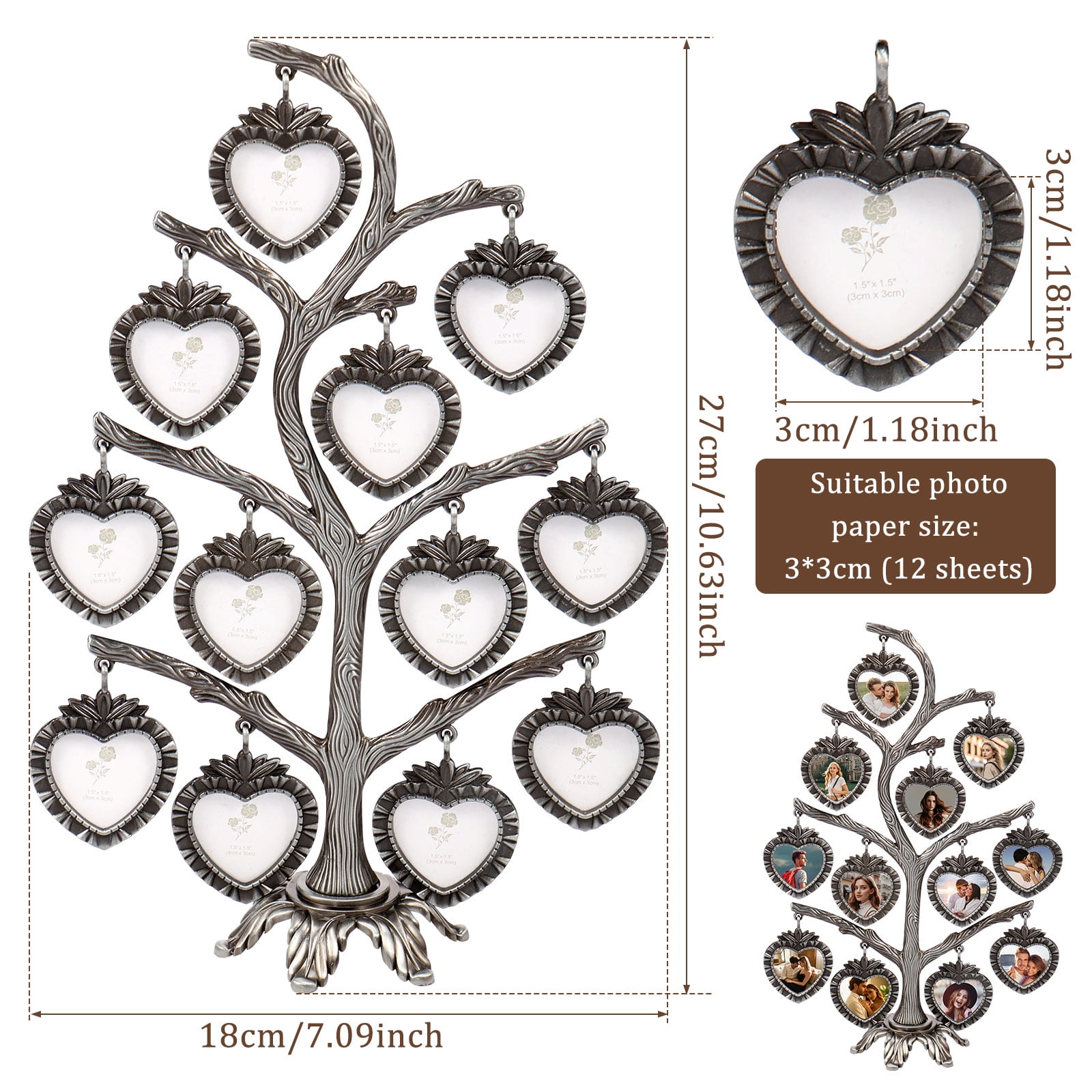 Keyohome Photo Frame Family Tree Metal Family Tree Photo Frame Tree Shape Display Rich Multi Picture Frame Tree Free Combination Photo Picture Tree Displays for Home Wedding Decor