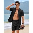 thumbnail image 6 of COOFANDY 2 Piece Set for Men Cruise Outfits Set Mens Summer Vacation Outfit Short Sleeve Button Down Shirts, 6 of 7