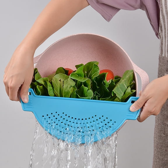Plastic Drainer Strainers Pot Funnel Half Moon Shape Food Filter Board Sieve Draining with Handle Heat Fit for Pasta Vegetable Fruit Colander Kitchen Gadgets, Dusknt Drainage Device Clearance Sale!