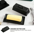 thumbnail image 5 of Gymnture Ceramic Butter Dish with Lid and Tray - Black, 5 of 11