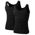 thumbnail image 1 of TOPTIE Men's Slimming Body Shaper Compression Shirt, Shapewear Sculpting Vest Muscle Tank-2 Pack Black-M, 1 of 6