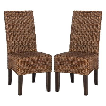 Set of 2 Avita Wicker Dining Chair Brown - Safavieh