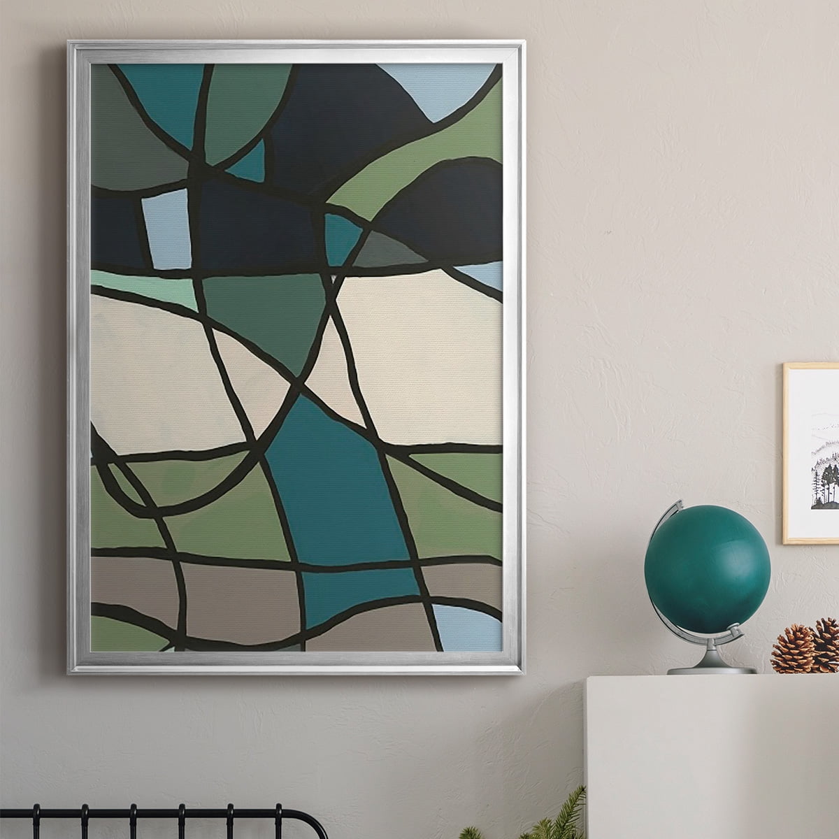 Multicolor Stained Glass I Premium Framed Print, in Gold, Black, or Silver - Ready to Hang