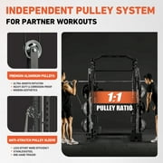 Mikolo Smith Machine, All-in-One Power Rack Cage with Vertical Leg Press, 2000LBS Power Cage Squat Rack with Smith Bar, Dual Pulley Cable Crossover System for Home gym