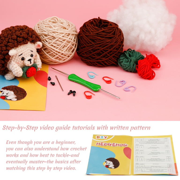 Beginners Crochet Kit, Cute Small Animals Kit for Beginers and Experts, All  in One Crochet Knitting Kit, Step-by-Step Instructions Video, Crochet Starter  Kit for Beginner DIY Craft Art (Hedgehog). 
