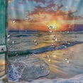 thumbnail image 5 of Orinice  Ocean Beach Barn Door Shower Curtain for Bathroom Decor 72Wx72H Teal Hawaiian Sunset Scenery Sea Wave Retro Wood Rustic Nature Art Printed Fabric Polyester Waterproof 69x72, 5 of 7