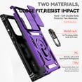 thumbnail image 3 of For Samsung Galaxy S24 Plus Case, Military Anti-Drop Hybrid Rugged Shockproof Kickstand Case with Ring Holder Magnetic Car Mount Slide Camera Lens Protect For Samsung Galaxy S24 Plus 6.6 inch,Purple, 3 of 8