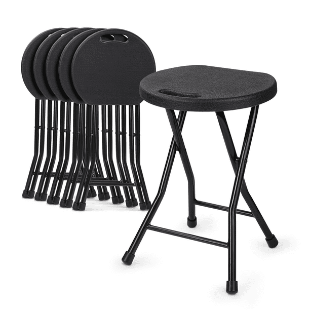 MoNiBloom Set of 6 Portable Folding Stools, Steel 18" Backless Round