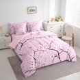 thumbnail image 3 of Manfei Cherry Blossom Bedding Comforter Set 7pcs,Rustic Flower Floral Queen Bedding Sets,Pink White Sakura Queen Sheet Sets For Gitls,Luxury Bedroom Decor,Reversible, 3 of 8