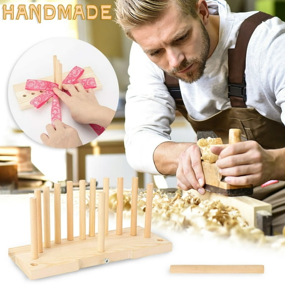 PATLOLLAV Bow Maker Wooden Wreath Bow Maker Tool,Wooden Bow Making Tool Christmas Bow Hair Ornament,Portable Bow Tie Machine for Kitchen and Home Making