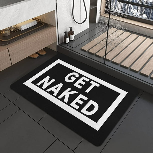 Black Get Naked Bath Mat 20"x32" Non Slip Quick Dry Super Water
