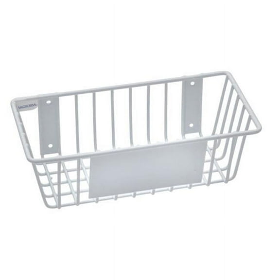 Rack'Em Mount Anywhere White Wire Basket 12"x6"x4 with Label Plate for Your Storage and Organizational Needs.
