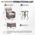 thumbnail image 2 of Planntonneo 5 Pieces Wicker Patio Furniture Set-2 Swivel Rockers with 6-inch Thick Cushions, 2 Ottomans and Rattan Table, Outdoor Conversation Set for Garden Porch Backyard, Brown/Beige, 2 of 12