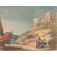 thumbnail image 2 of Thomas Sully 18x15 Gold Ornate Wood Frame and Double Matted Museum Art Print Titled - Figures Among Ruins on Hill, 2 of 4