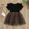 thumbnail image 3 of 1-5Y Little Girls Spring Princess Bow Dress Short Sleeve Leopard Printed Ruffled Mesh Patchwork Tutu Dress, 3 of 6