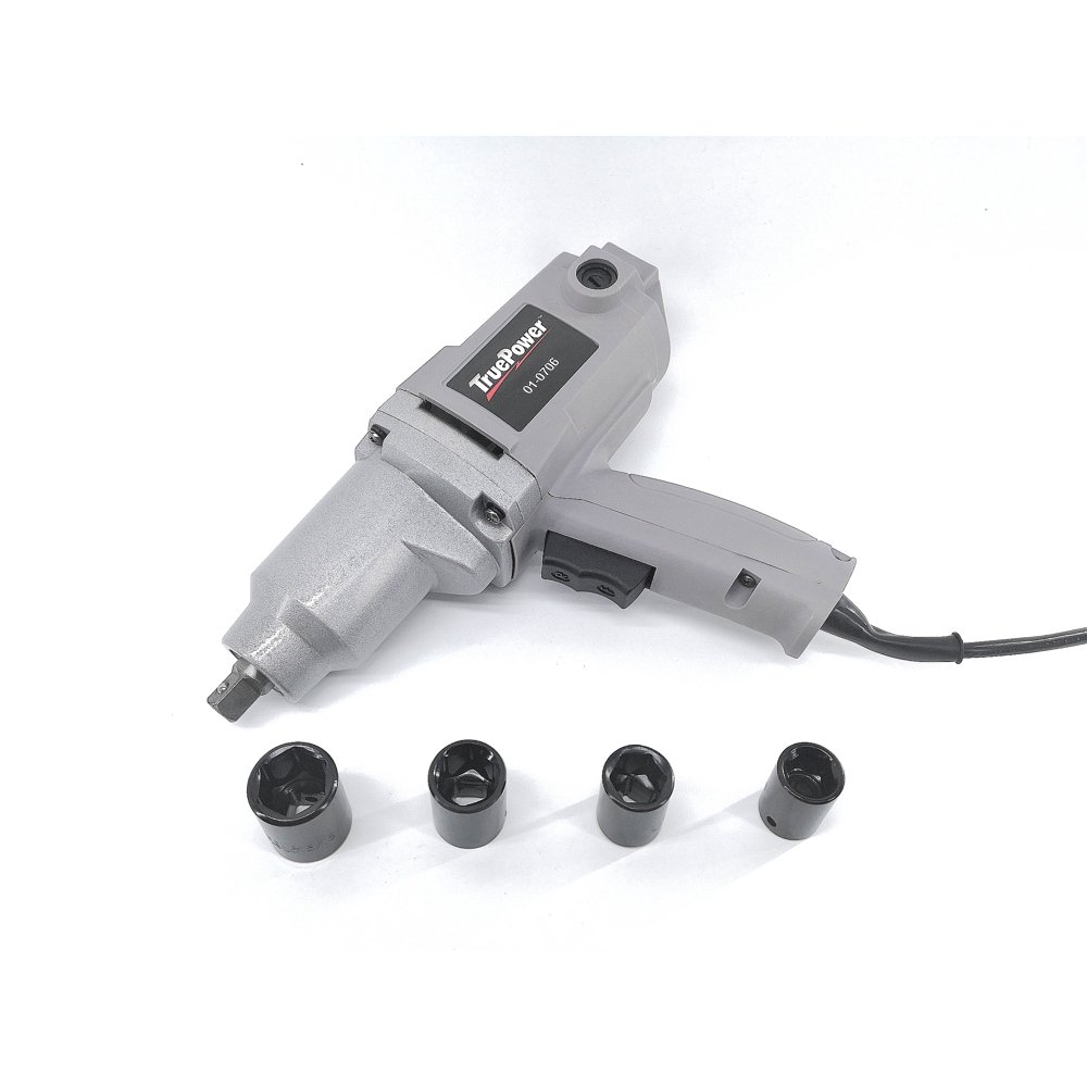 TruePower 1/2" Electric Corded Impact Wrench 220 ft lbs, Sockets, Case
