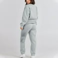 thumbnail image 4 of Valora Women Fashion Outfit Women's Trousers Suit 2 Piece Set for Casual Wear Long Sleeve Pullover Sweatshirt and Matching Sweatpants with Solid Modern Athleisure Style Grey M, 4 of 7