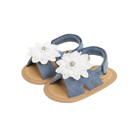

Baby Girls Sandals Rhinestone Flower Open-Tote Anti-Skid Walking Shoe
