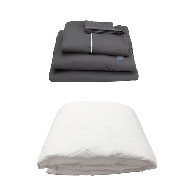 Protector Spring Air Individual + Sábanas Royal Touch Gris Oxford