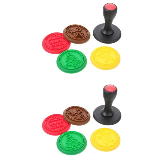 2 Sets Cookie Stamp Silicone Molds Cookie Making Molds Cookie Mold Circle Stencil Baking Stamps