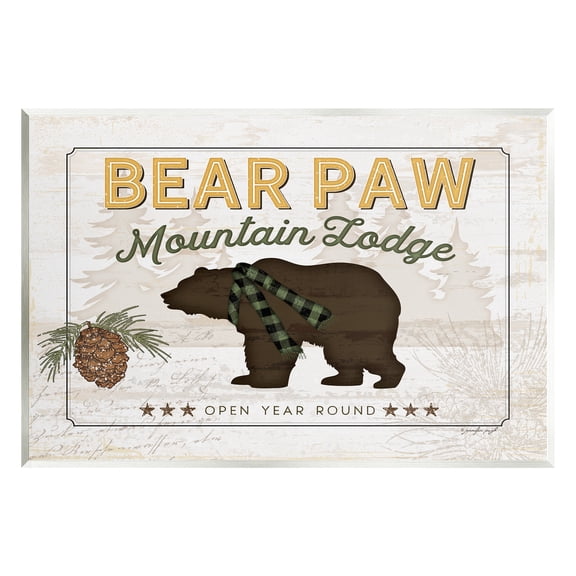 Stupell Bear Paw Mountain Lodge Cabin Animals & Insects Painting Wall Plaque Unframed Art Print Wall Art
