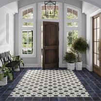Faenza 8x8 White Navy Porcelain Square Motif Wall and Floor Tile (6.46 sq ft/case) - 15 Pack