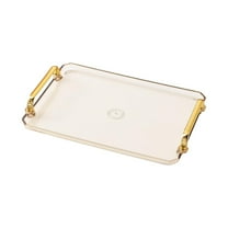 Acrylic Serving Tray with Handles Coffee Table Tray, Decorative Trays for bar Living Room Bathroom Countertop Toilet lid tray (Amber 30.5*21.8*1.8cm)