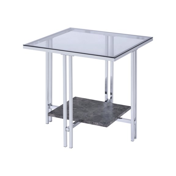 ACME Liddell End Table - - Chrome & Glass