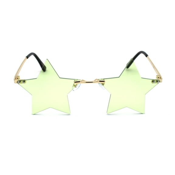 Womens Star Shape Hippie Pop Color Lens Sunglasses Gold Green