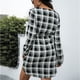 thumbnail image 4 of Vestido de mujer de una pieza con cuello en V, manga larga, estampado a cuadros, cintura con lazo para otoño invierno, 4 of 6