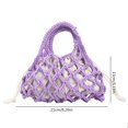 thumbnail image 3 of Bolsa a cuestas Nuevo bolso de paja de hilo de algodón Lindo para mujeres / niñas Mini bolso con asa superior (púrpura), 3 of 3