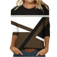 thumbnail image 1 of FAIWAD Womens 3/4 Sleeve Tops Round Neck Spring Trendy Tunic Tops Color Block Loose Pullover Tops, 1 of 5