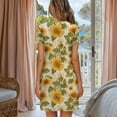 thumbnail image 3 of SEANATIVE Women's Night Gown Button Down Sleep Dress Cozy Short Sleeve Nightshirt Housecoat Knee Length Bedtime Wear Buttoned Sleepshirts Comfortable House Robe for Women, XL, Sunflower Print, 3 of 7