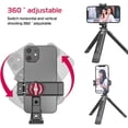 thumbnail image 4 of Metal Phone Tripod Mount 3 Cold Shoes & Arca Port, 360° Smartphone Tripod Adapter for iPhone Samsung Cell Phone Stand Holder for Desktop Tripod Video Live Streaming Vlogging Rig, 4 of 5