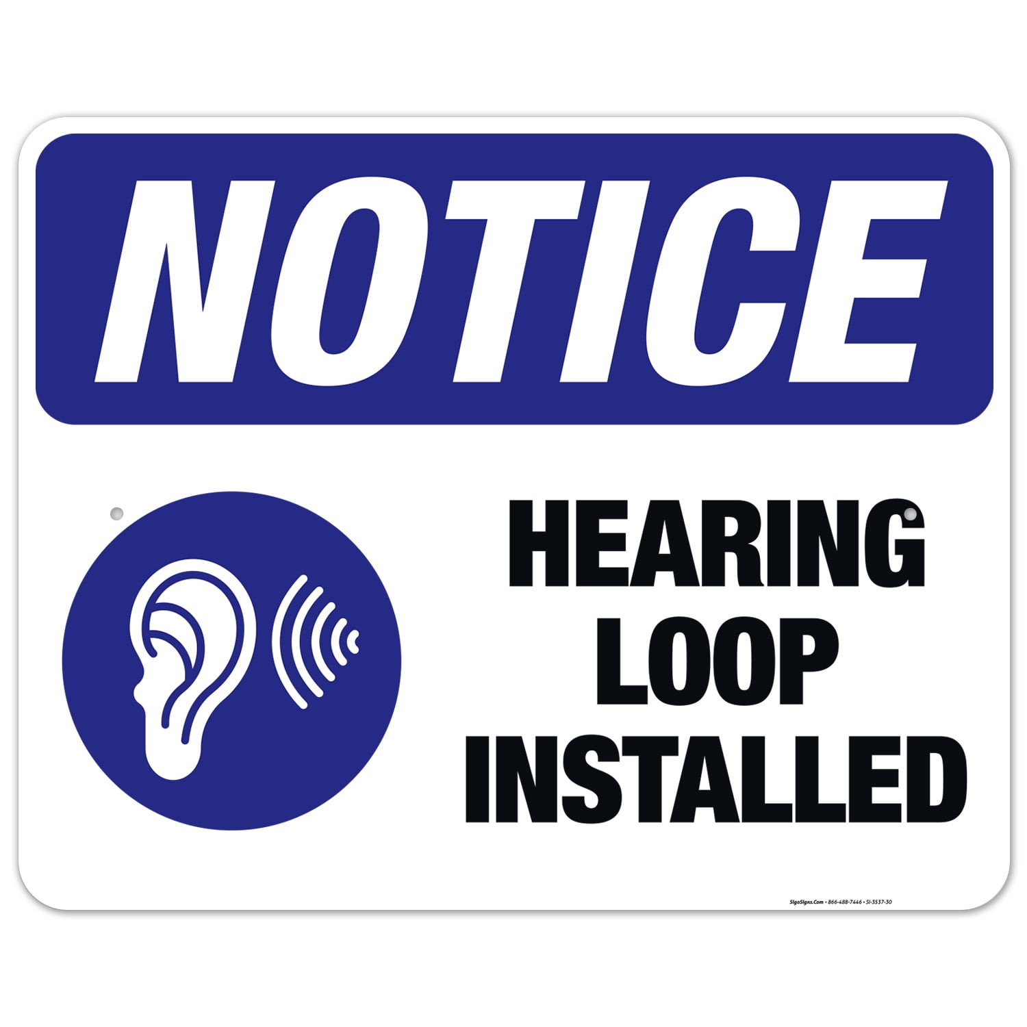 Hearing Loop Installed Sign, ANSI Notice Sign, 24x30 Aluminum - Walmart.com