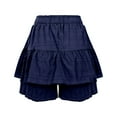 thumbnail image 5 of MIXUE Womens Skirts Solid Color Summer Fashionable Sexy Drawstring Pleated Wide Leg Casual Mini Skirt Daily-Wear,Blue,S, 5 of 9