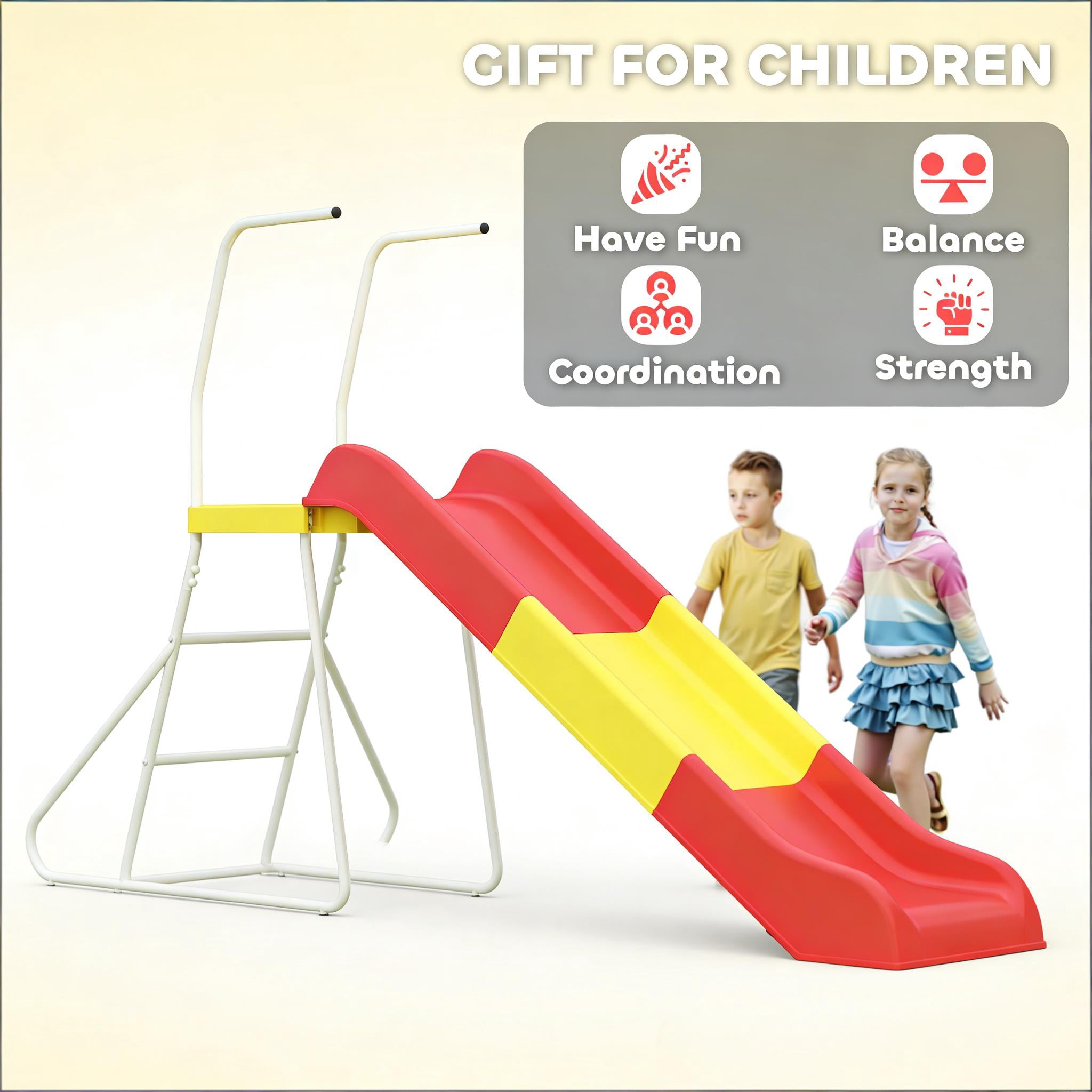 6ft Kids Slide 99 lbs Capacity with Handrails Deep Chute for Backyard Indoor Ages 3-8